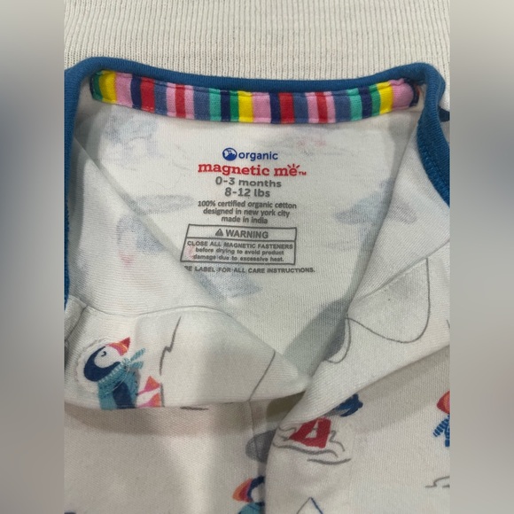 Magnetic Me Stud Puffin Organic Cotton Footie Size 0-3M - Picture 3 of 3